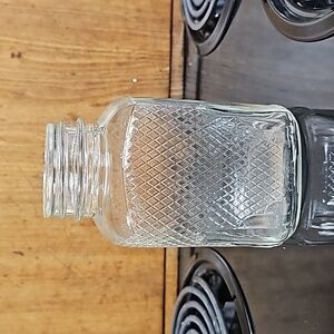 Vintage waffle pattern glass jar peanut butter coffee container kitchen storage